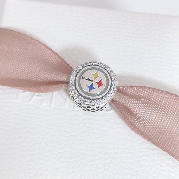 Pandora Pittsburgh Steelers NFL Logo Charm Bead S925 Silver with box - Picture 8 of 8